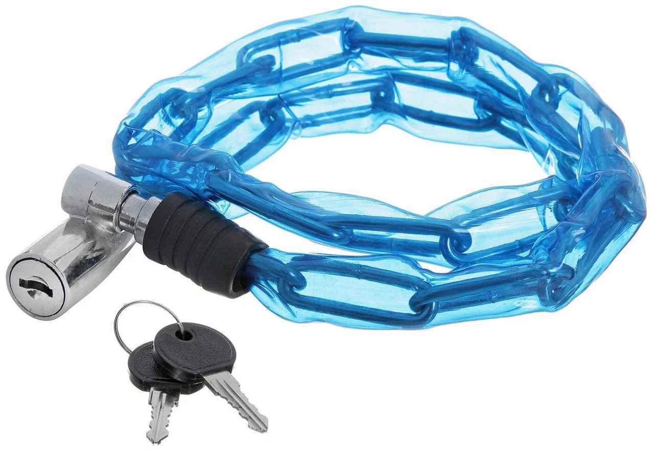 Замок STG, цепь в пластик. оплетке , синяя, с ключом диам.3,5х80см
