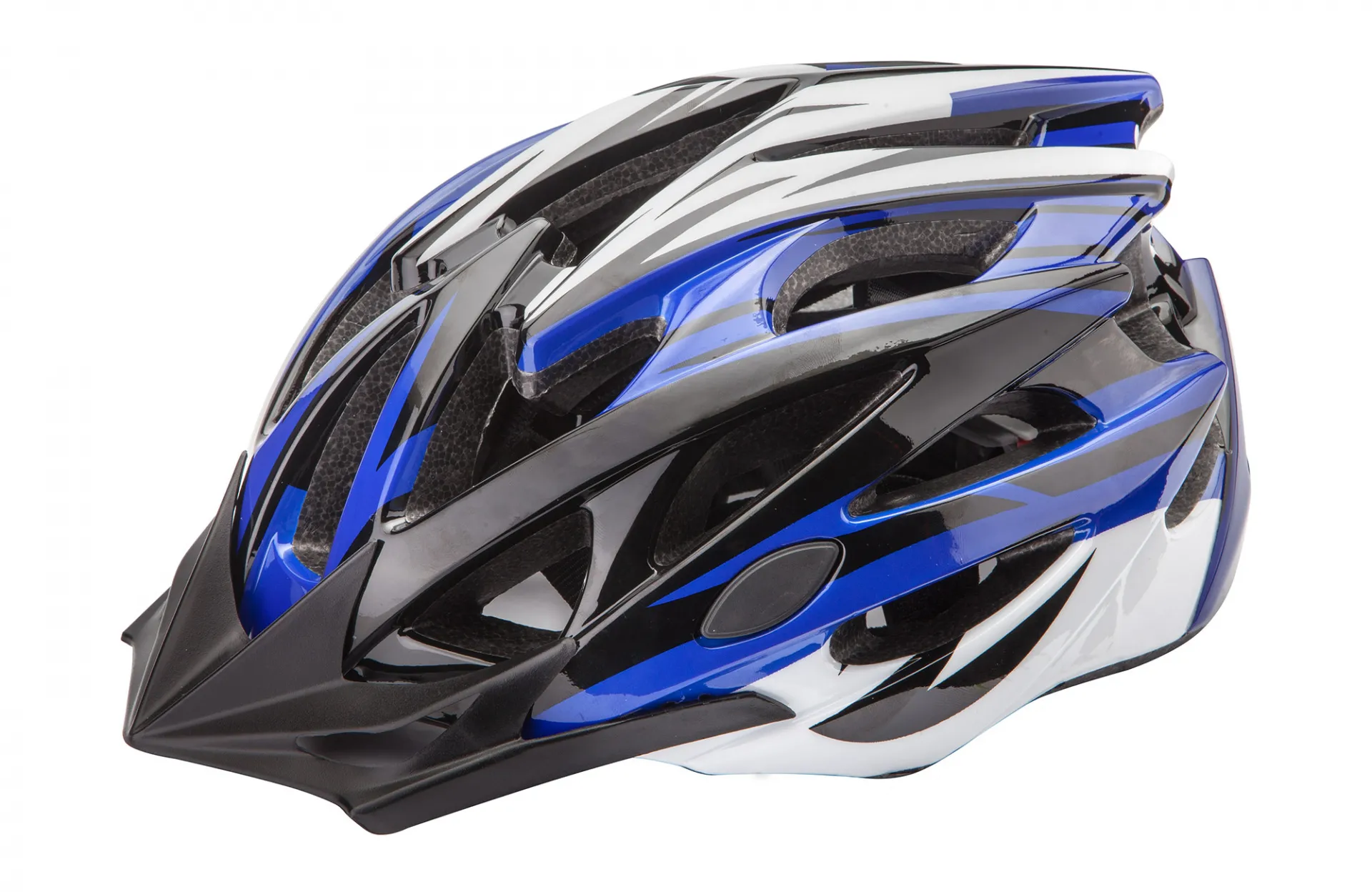 Шлем, MV-29 (in-mold), защитный, бело-черно-синий, 600120