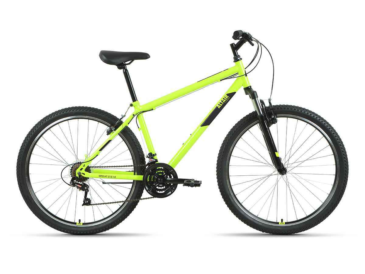 Велосипед ALTAIR MTB HT 27,5 1.0 (27,5" 21 ск. рост. 17") 2022, ярко-зеленый/черный, RBK22AL27129