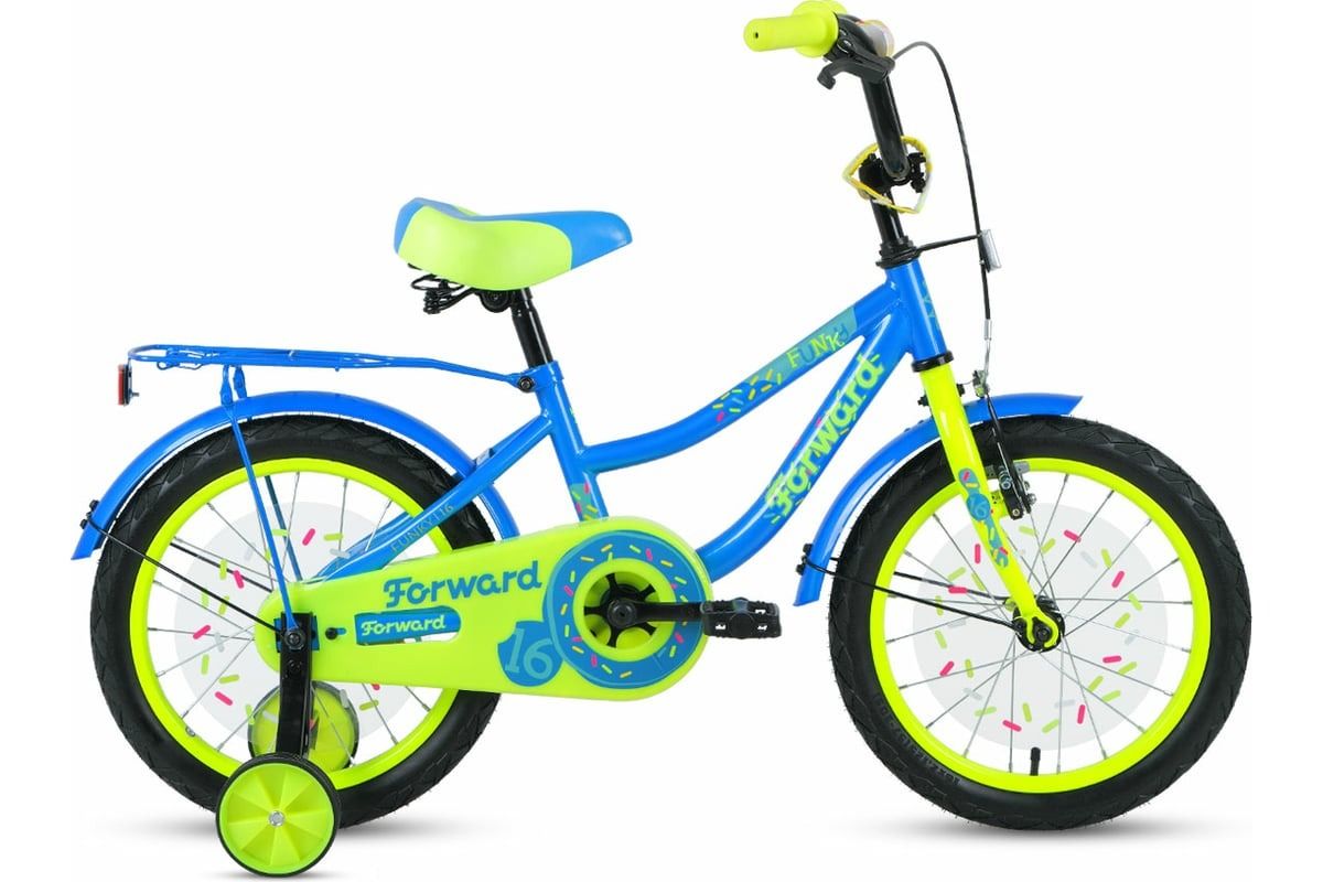 Велосипед FORWARD FUNKY 16 2020-2021г, голубой/ярко-зеленый 1BKW1K1C1033