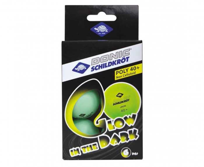 Мячики для н/тенниса DONIC GLOW IN THE DARK 40+, 6 шт, (зеленый), 608507