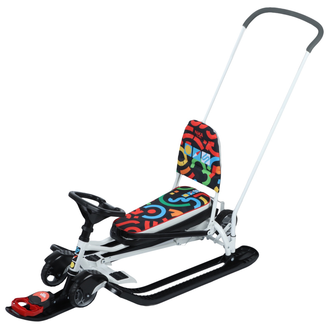 Снегокат Тимка СПОРТ 6 (ГРАФИЧНЫЙ) ВЫДВИЖНЫЕ КОЛЕСА СО СПИНКОЙ