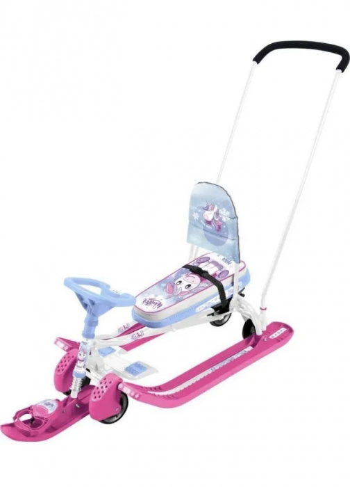 Снегокат для детей Тимка "Спорт 6", выдвижные колеса, буксировочный трос (единорог)