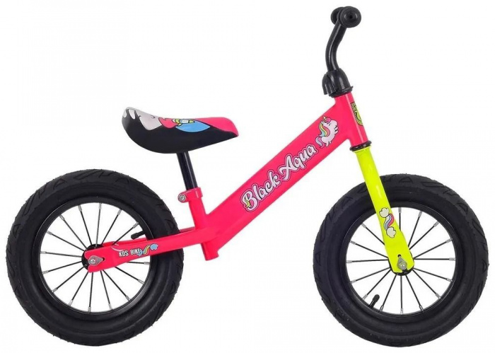 Детский беговел Black Aqua 123 12", розовый неон