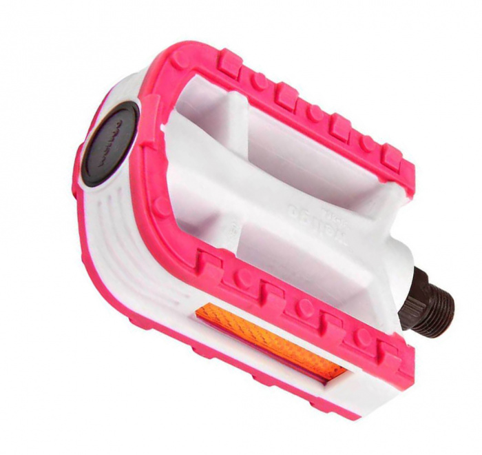 Педали LU-884 пластик для дорожных велосипедов, розовый-белый/360077