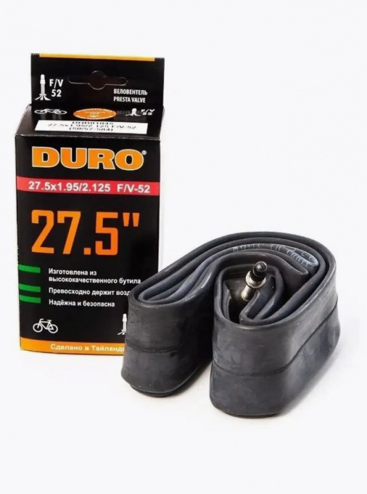Велосипедная камера DURO 27.5", 27.5х1.95/2.125 F/V-52, бутил (французский ниппель)