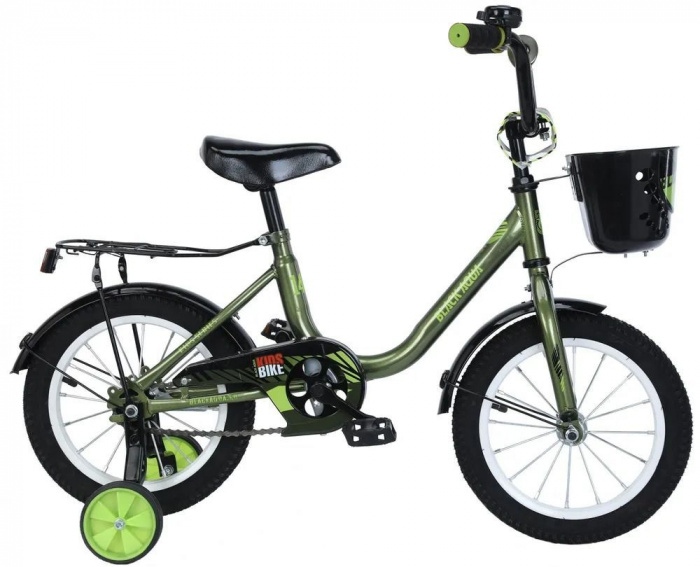 Детский велосипед Black Aqua 1204, 12", с корзиной, хаки