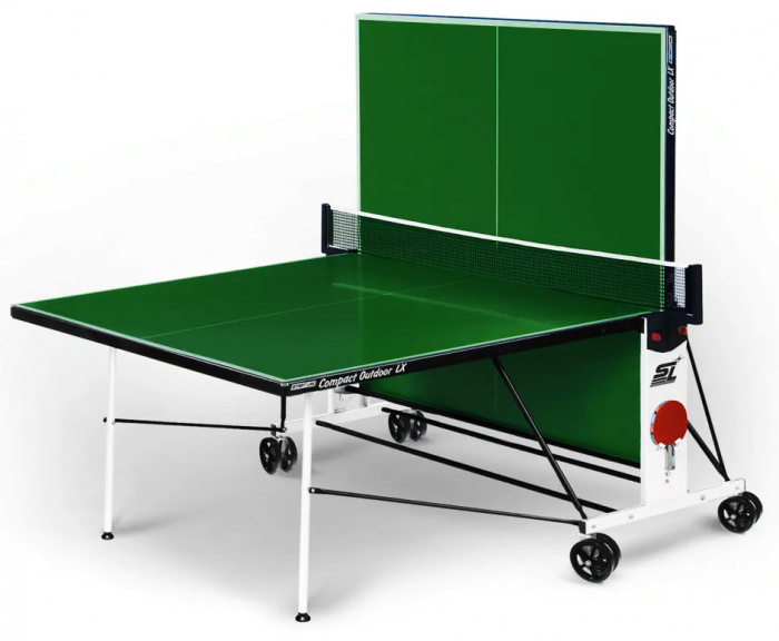 Теннисный стол всепогодный Start Line Compact Outdoor LX green любительский, с встроенной сеткой