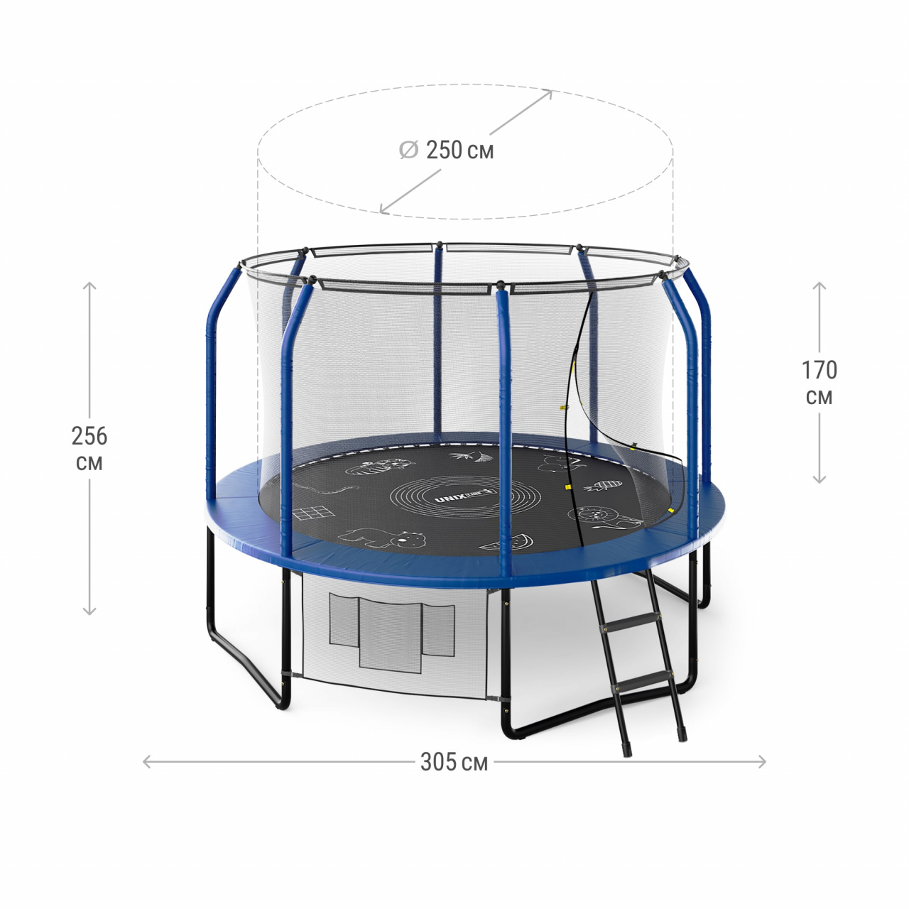 Батут UNIX line SUPREME GAME 10 ft (blue),
