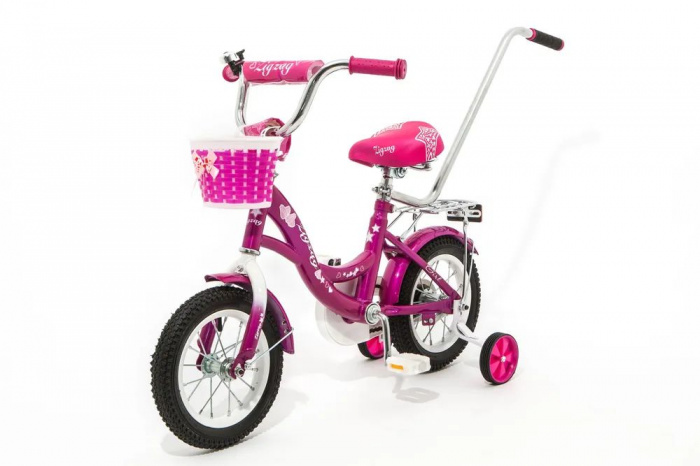 Велосипед 12" ZIGZAG GIRL малиновый С РУЧКОЙ