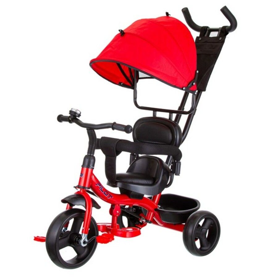Велосипед трехколесный с ручкой управления, 10-8 дюйм, PILOT, красный, PT1DR