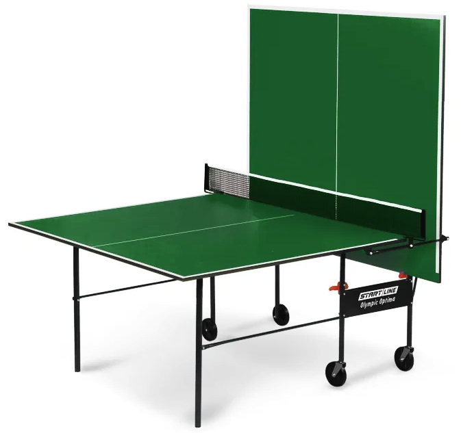 Теннисный стол Start Line Olympic Optima green любительский, для помещений, с встроенной сеткой