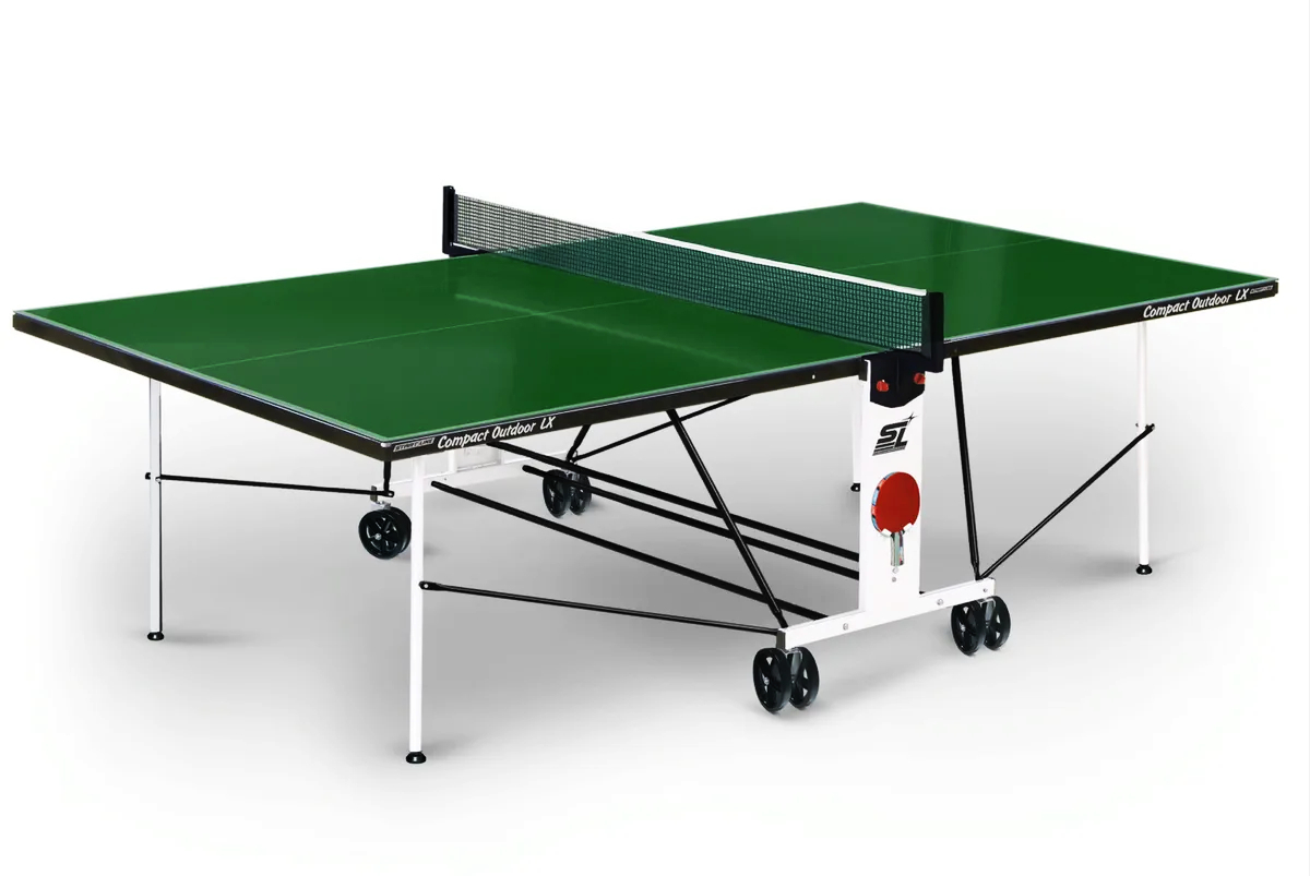 Теннисный стол всепогодный Start Line Compact Outdoor LX green любительский, с встроенной сеткой