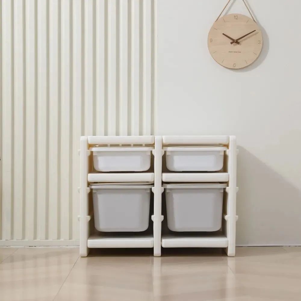 Стеллаж для игрушек UNIX Kids Grey (4 ящика)