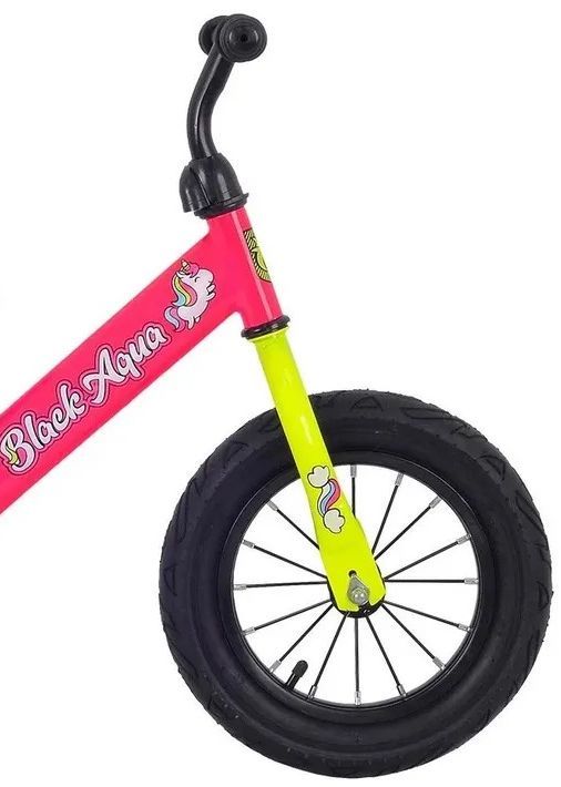 Детский беговел Black Aqua 123 12", розовый неон