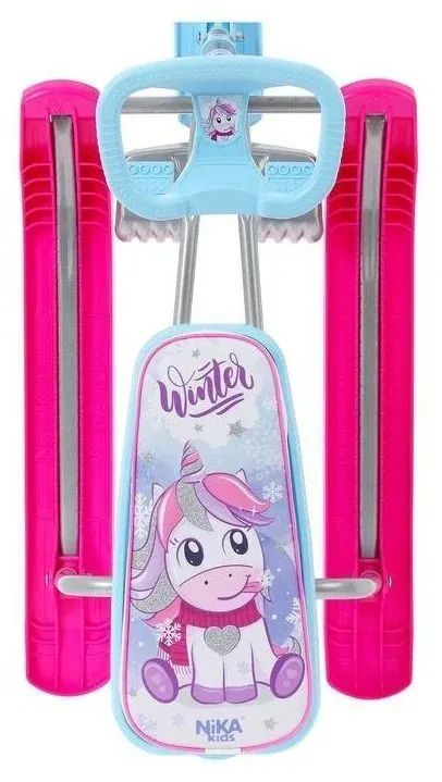 Снегокат для детей Тимка "Спорт 6", выдвижные колеса, буксировочный трос (единорог)