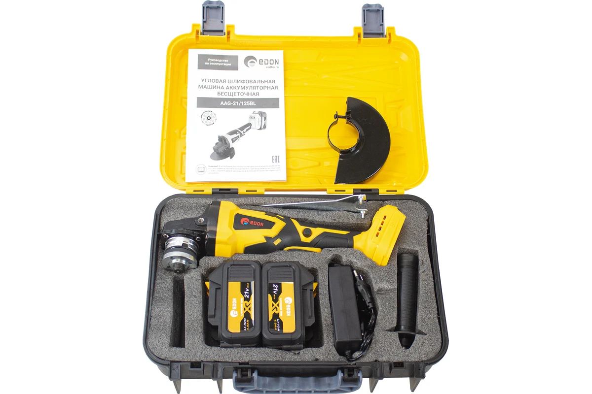 Машина шлифовальная EDON AAG-21/125BL угловая аккумуляторная