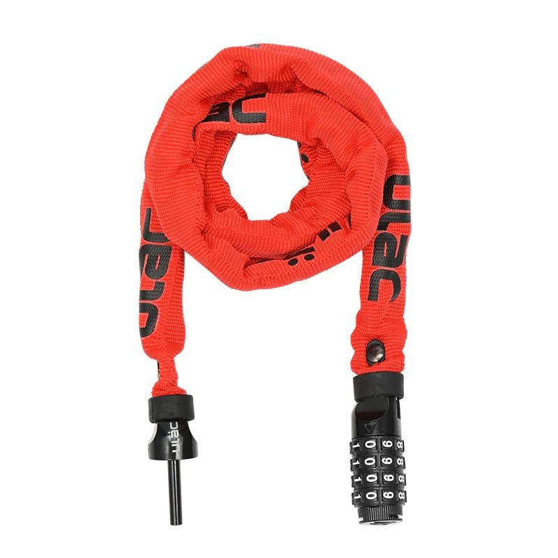 Замок велосипедный ULAC 52nd STREET, Steel Chain Lock Combo 4mm x 120 cm Red