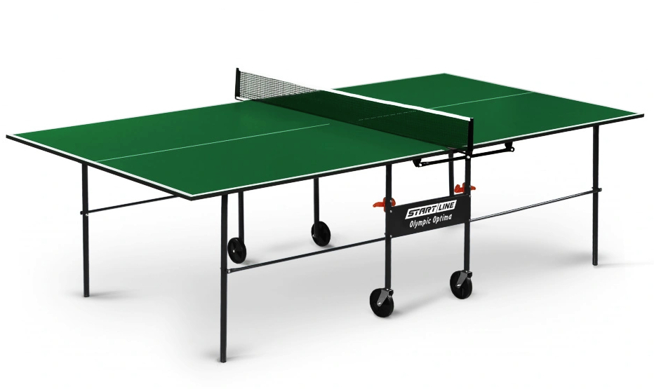 Теннисный стол Start Line Olympic Optima green любительский, для помещений, с встроенной сеткой