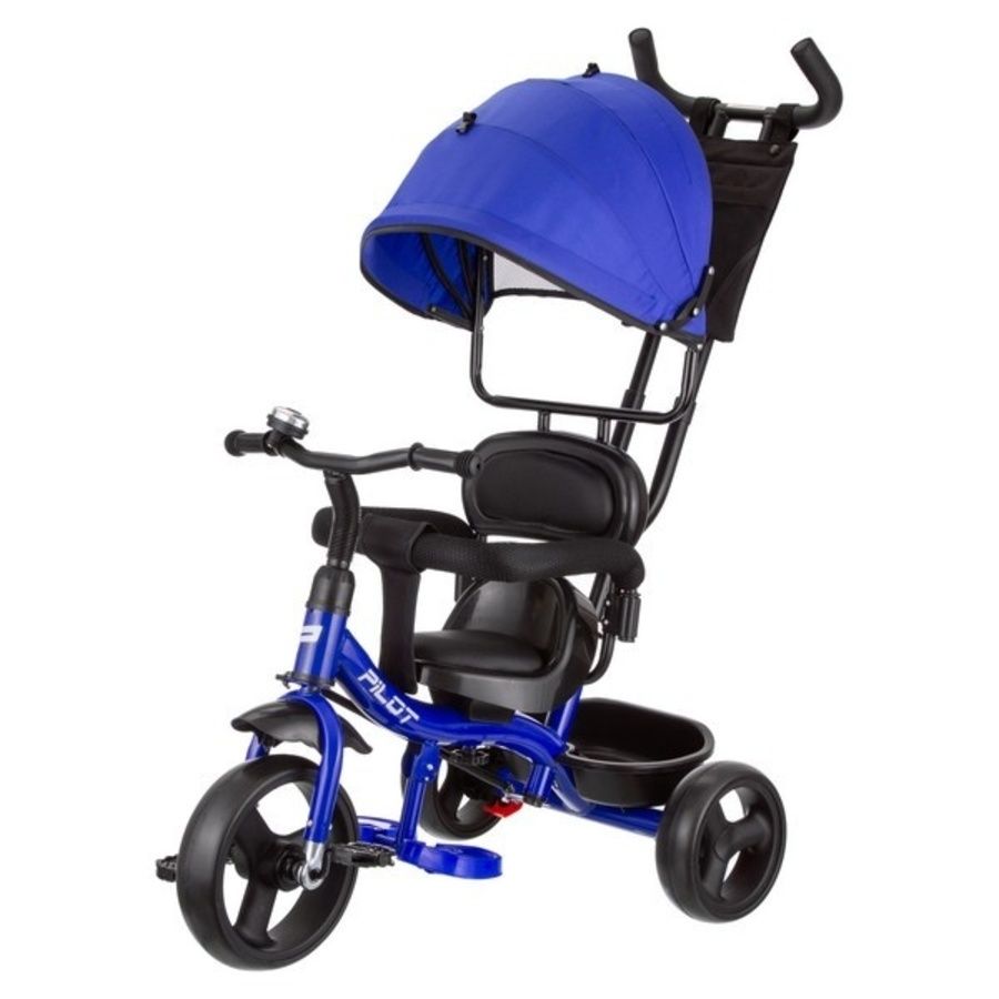 Велосипед трехколесный с ручкой управления, 10-8 дюйм, PILOT, синий, PT1B