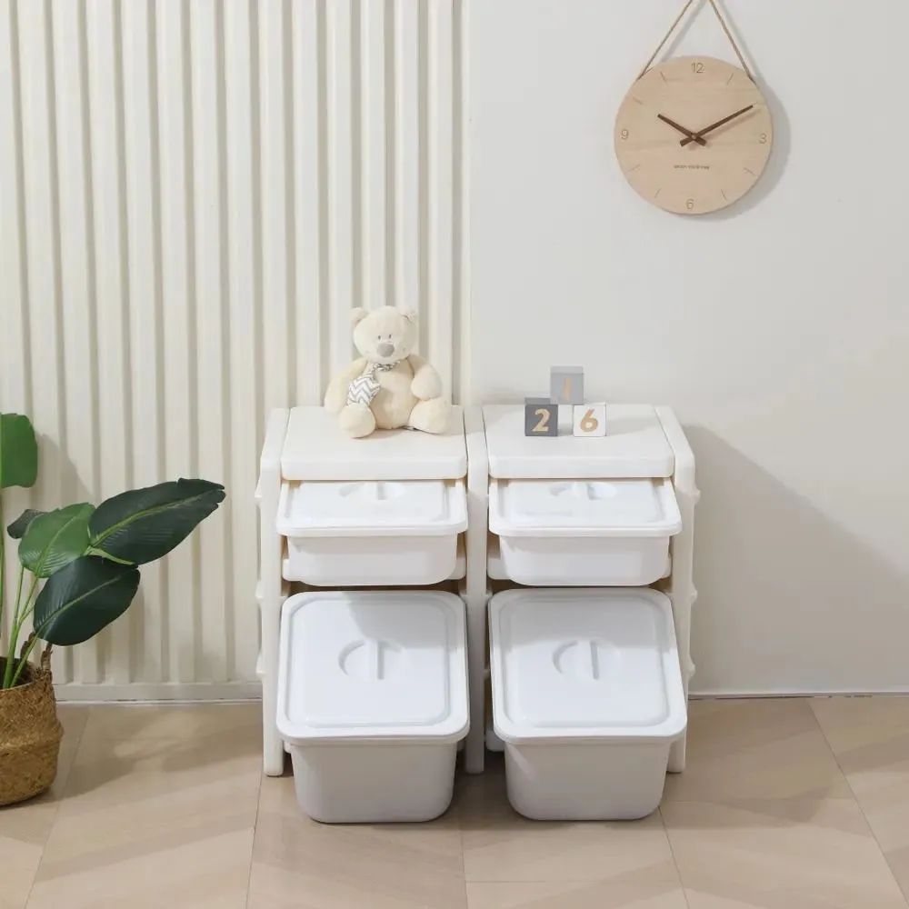 Стеллаж для игрушек UNIX Kids Grey (4 ящика)