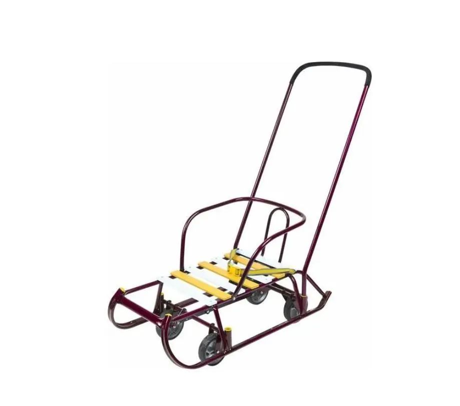 Санки детские Nika "Тимка 6 универсал", выдвижные колеса, лакированные, амарантовый