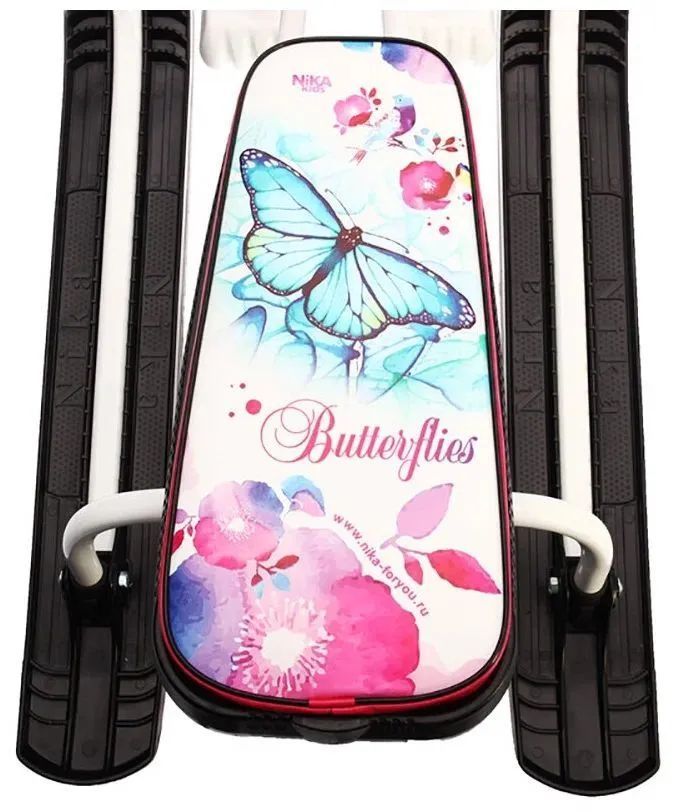 Снегокат Тимка "Спорт 1+", высота руля 540 мм, бело-розовый (бабочки)