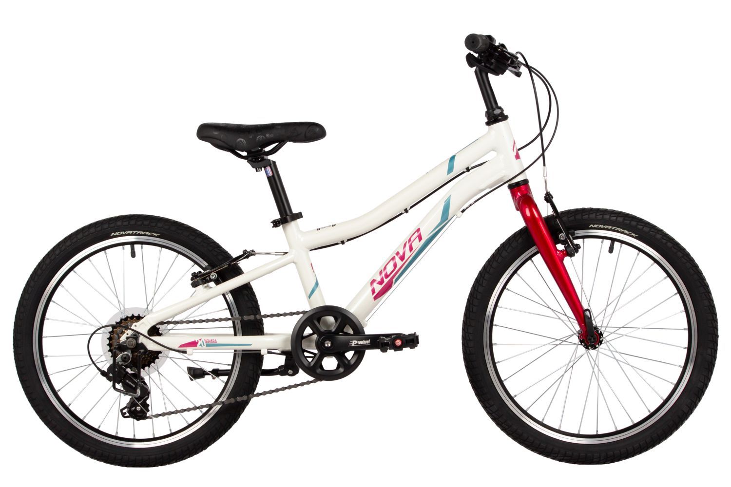 Велосипед NOVATRACK 20", NOVARA, белый, алюм., 6-скор, TY21/TS38/SG-6SI, V-brake