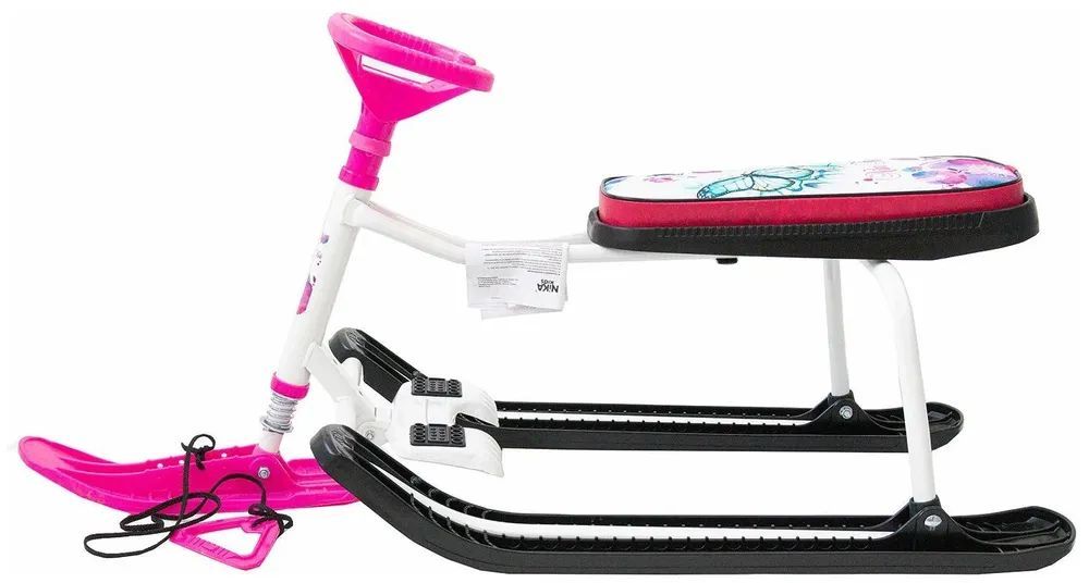 Снегокат Тимка "Спорт 1+", высота руля 540 мм, бело-розовый (бабочки)