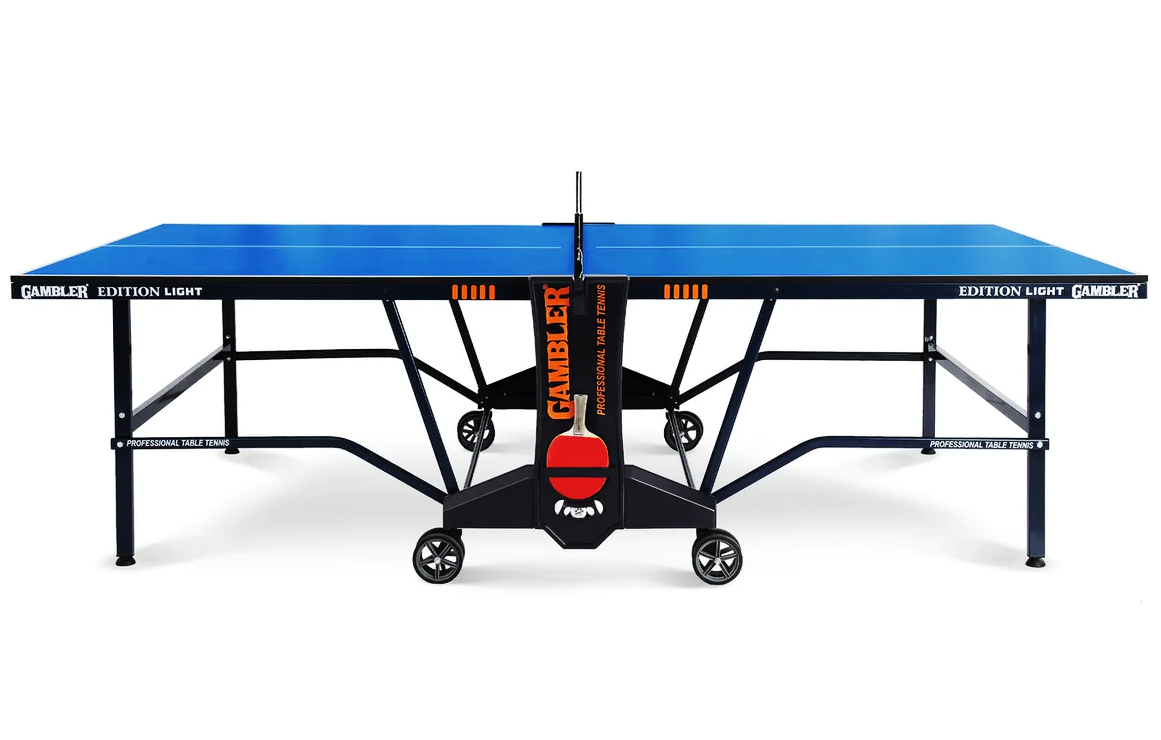 Стол теннисный GAMBLER Edition light Indoor blue профессиональный, для помещений, с встроенной сеткой
