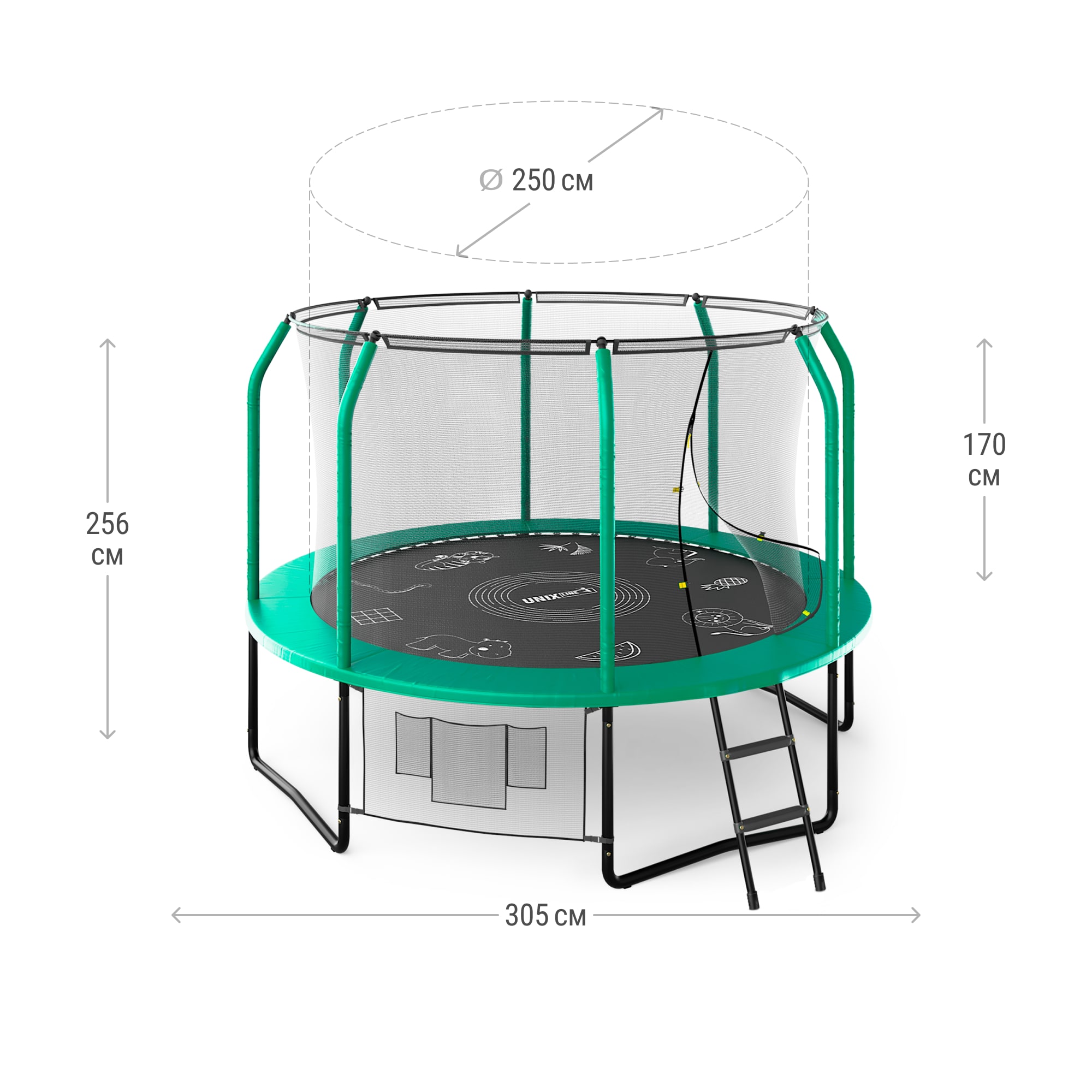 Батут UNIX line SUPREME GAME 10 ft (green),