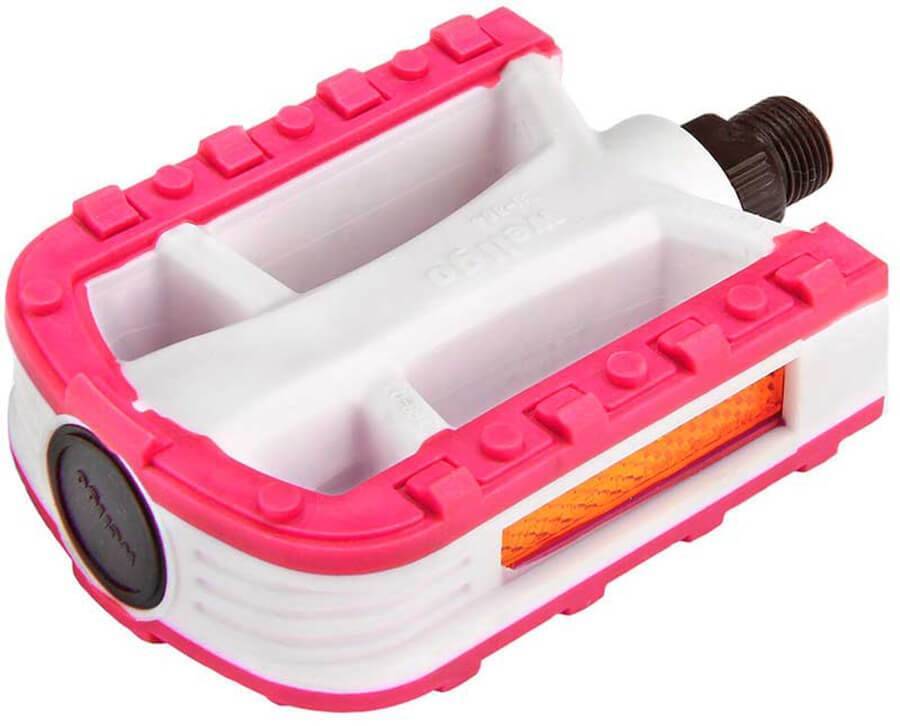 Педали LU-884 пластик для дорожных велосипедов, розовый-белый/360077