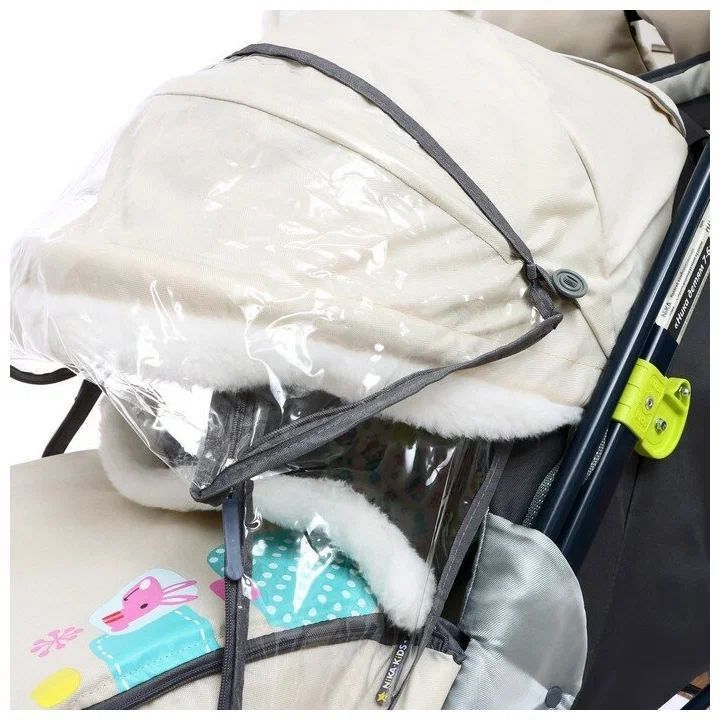 Санки-коляска комби Ника "Детям 7-6", откидная спинка, выдвижные колеса, бежевый (медвежонок)