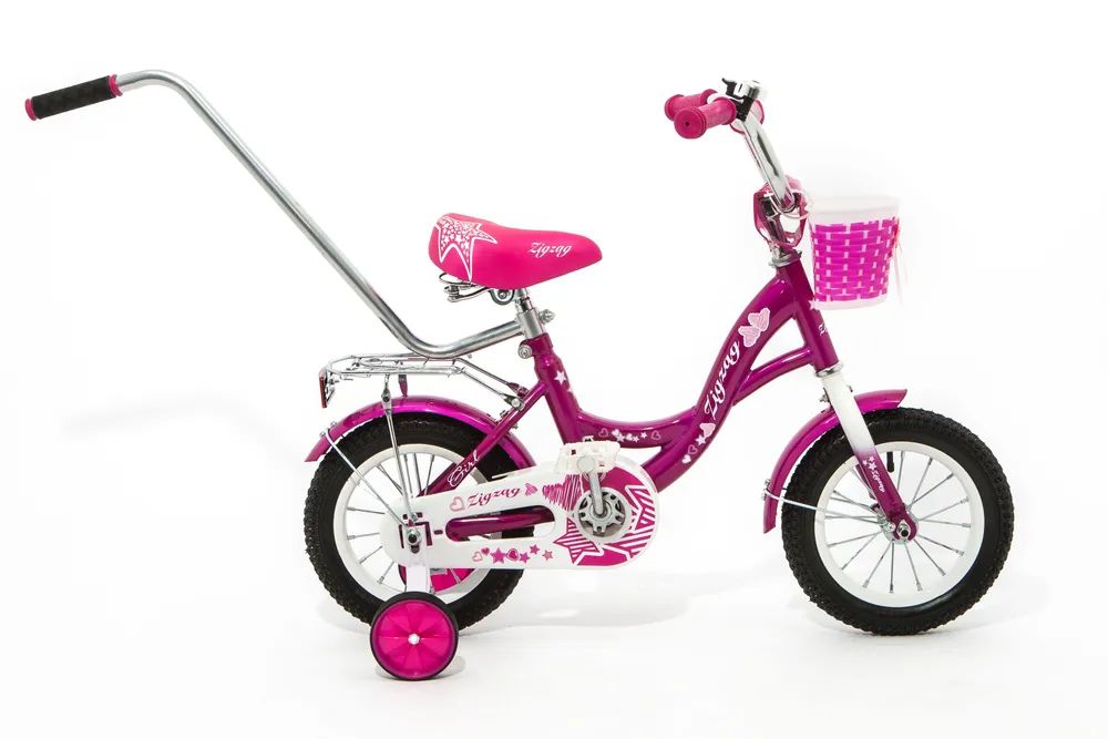 Велосипед 12" ZIGZAG GIRL малиновый С РУЧКОЙ