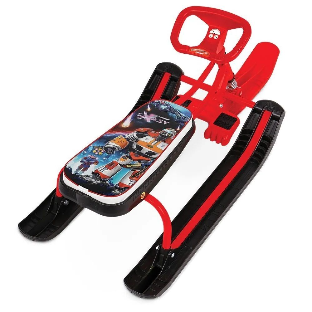 Снегокат Тимка СПОРТ 2 + (Галактический Робот) рама красная высота руля 420 мм